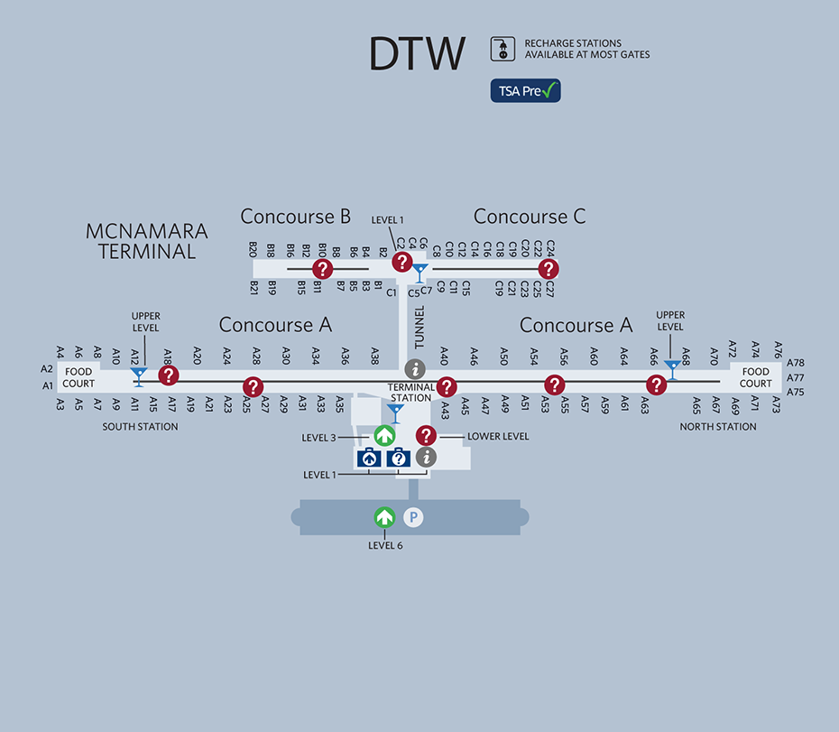 ข้อมูลสนามบิน : สนามบินดีทร็อยท์ เวนน์ คันทรี่ (DTW)