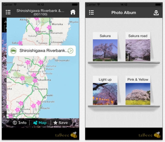 App แนะนำสถานที่ชมซากุระ Cherry Blossoms Best 100 2