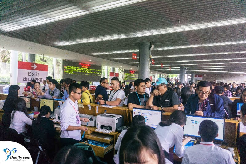 หน้างานลงทะเบียนเข้างานกวางเจาเทรดแฟร์